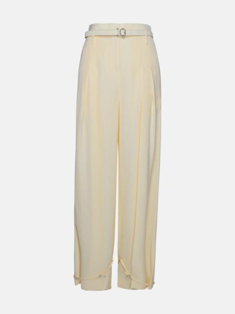 CREAM SILK BLEND TROUSERS