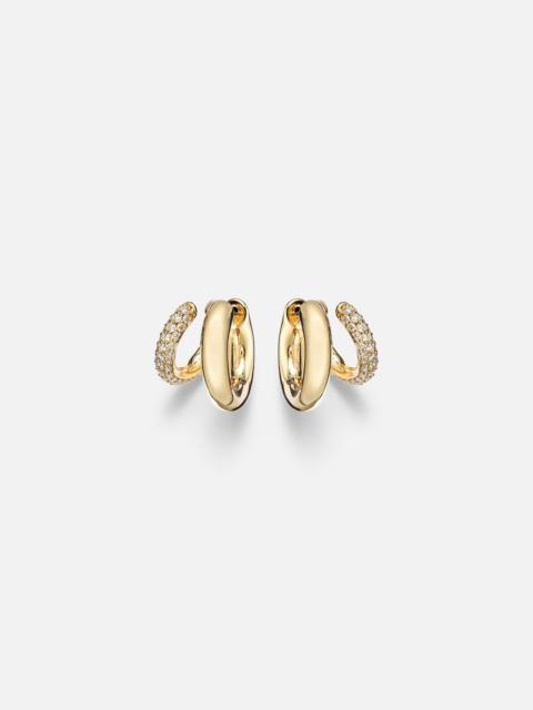 SYDNEY EVAN Tri-Link 14kt gold huggie earrings with diamonds