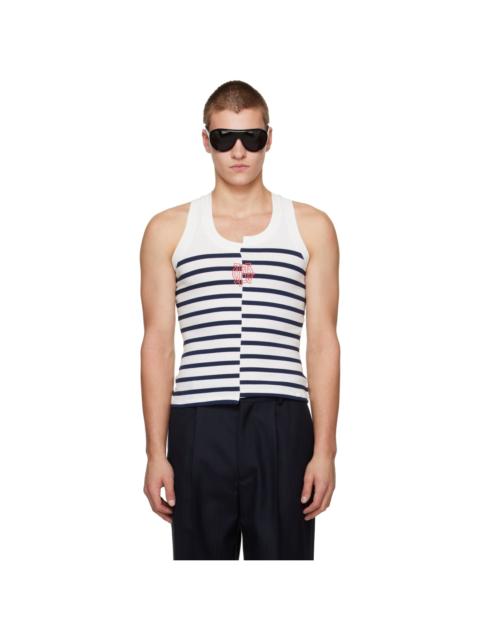 Jean Paul Gaultier White & Navy 'The JPG Marinière' Tank Top