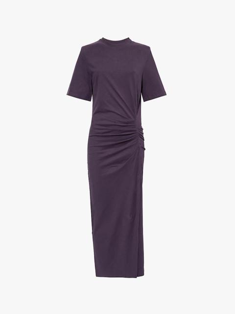 Lexia ruched-front organic-cotton midi dress