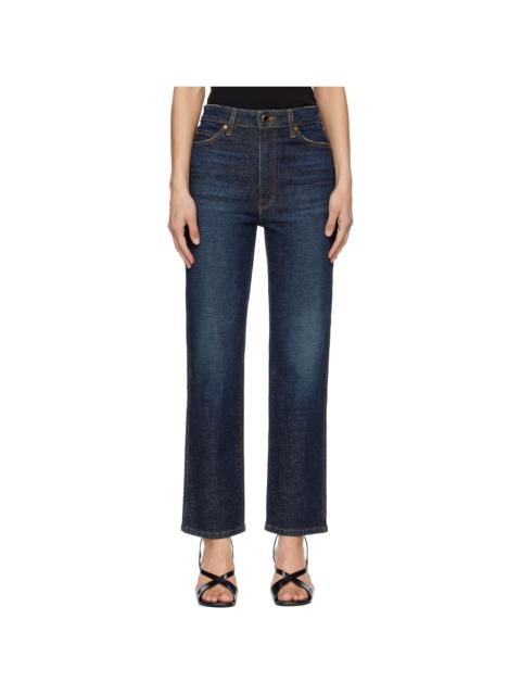 KHAITE Navy Abigail Stretch Jeans