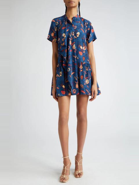 Adalyn Botanical Print Silk Minidress