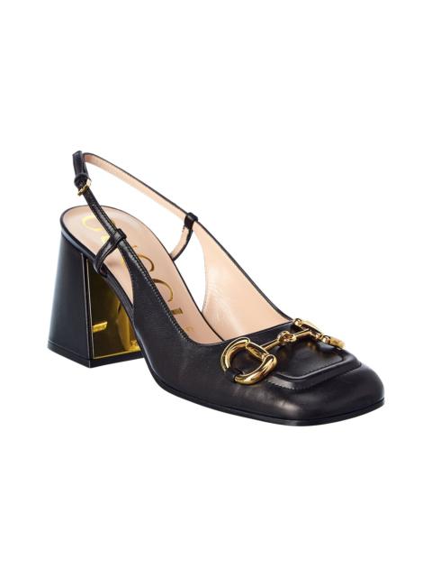 GUCCI Gucci Horsebit Leather Slingback Pump