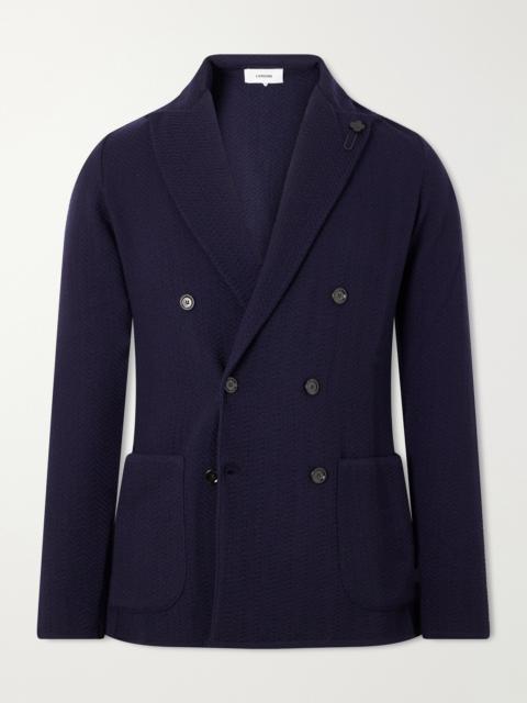 LARDINI Double-Breasted Knitted Virgin Wool Blazer