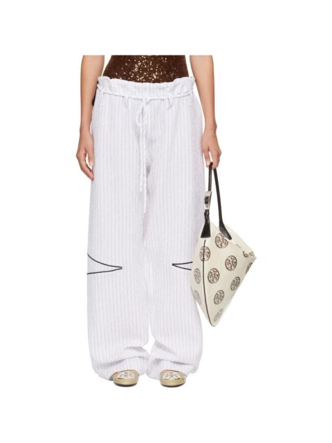 TORY BURCH SSENSE Exclusive White Cotton Baggy Trousers