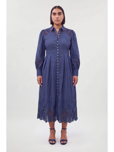 KAREN MILLEN Plus Size Cotton Cutwork Balloon Sleeve Woven Midi Dress