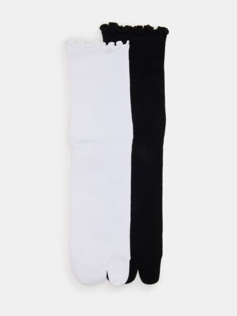 STEVE MADDEN RIBBED SPLIT TOE SOCKS WHITE/BLACK