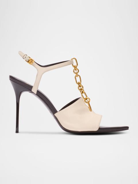 Balmain Sync Patent Leather Ankle-Strap Sandals