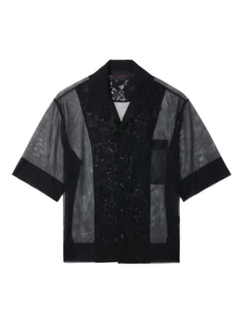 Simone Rocha lace-panel mesh shirt