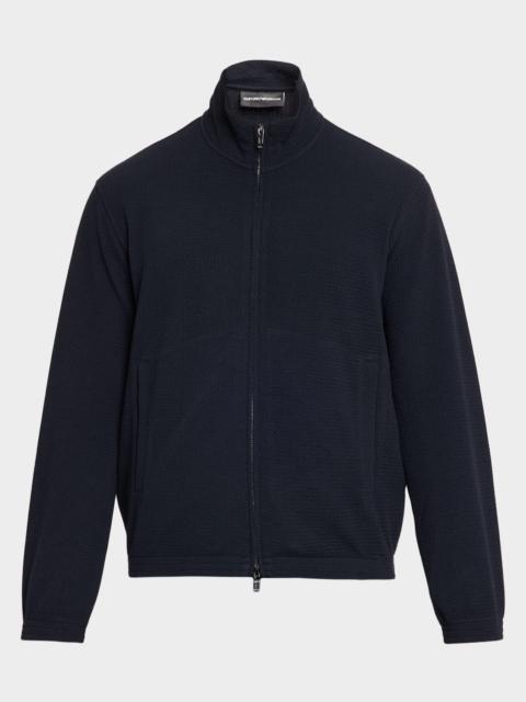 EMPORIO ARMANI Men's Textured Jersey Full-Zip Sweater