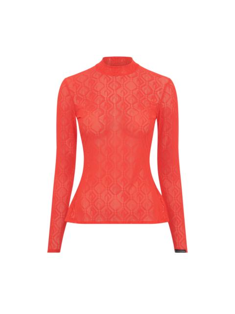 Marine Serre Moon Diamond Mesh Jacquard Second Skin Highneck Top