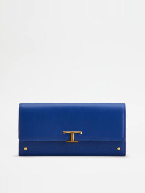 Tod's T TIMELESS WALLET IN LEATHER - BLUE