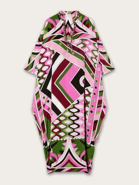 PUCCI VIVARA PRINT LONG KAFTAN WITH EMBROIDERY