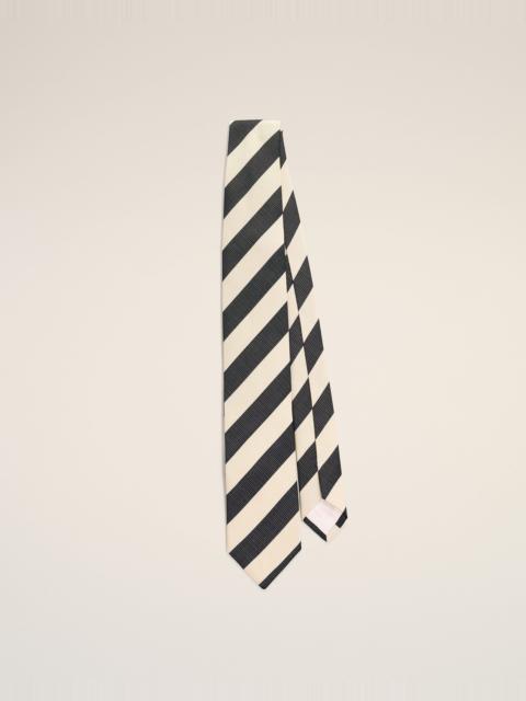 AMI Paris BLACK STRIPED COTTON AND SILK TIE