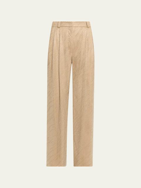 GIORGIO ARMANI Embellished Pleated Straight-Leg Pants