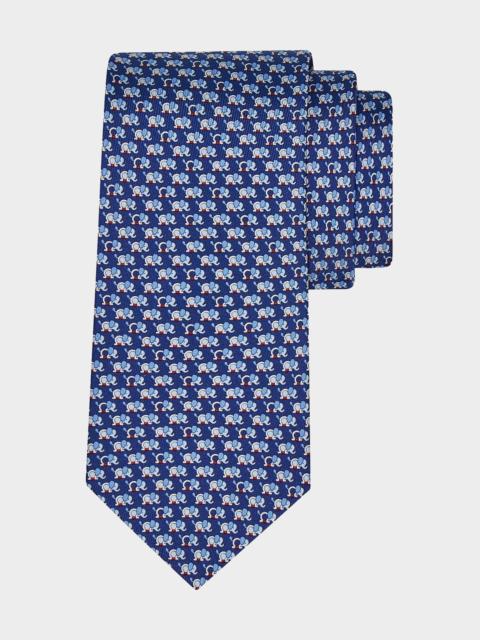 FERRAGAMO Men's Orazio Gancio-Elephant Silk Tie