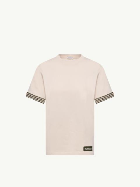 Moncler Crochet-Trimmed Cotton Logo T-Shirt