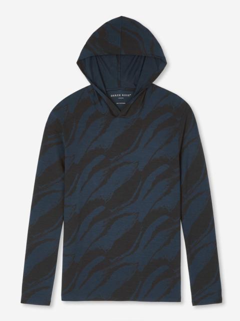Derek Rose Men's Pullover Hoodie London 8 Micro Modal Navy
