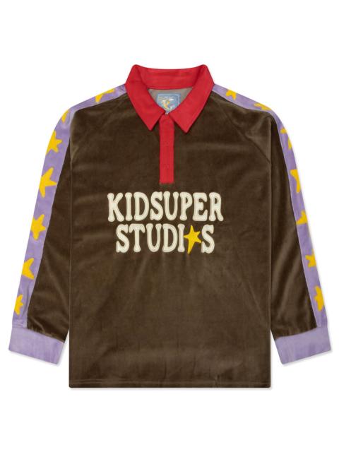 KidSuper VELOUR STARS RUGBY POLO - BROWN