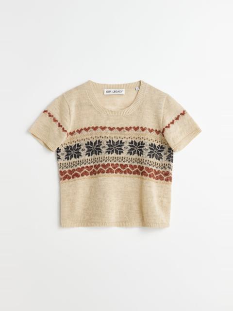 Our Legacy Knitted Cropped T-Shirt Snow Fairisle Hemp