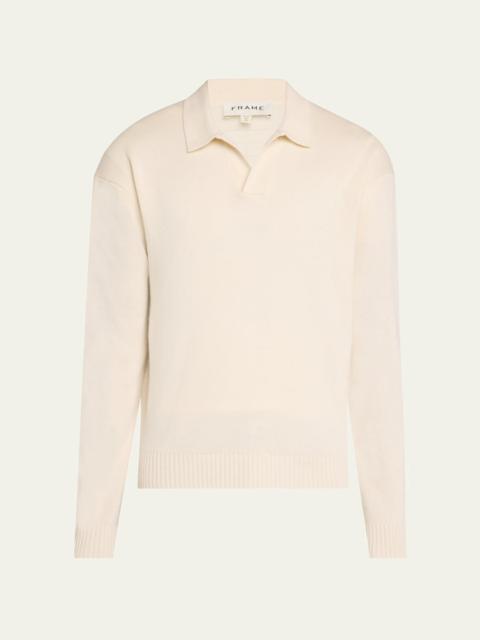 FRAME Men's Wool-Silk Polo Sweater
