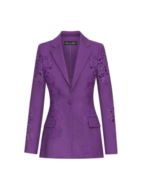 Oscar de la Renta FLORAL GUIPURE INSET BLAZER