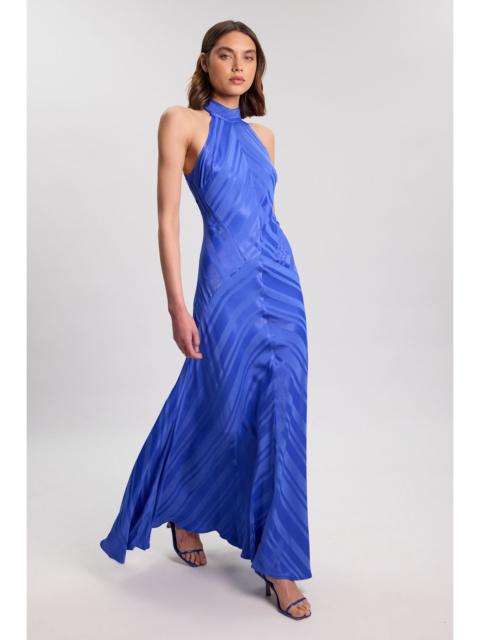 KAREN MILLEN Stripe Fabric Detail Fluid Halter Maxi Dress