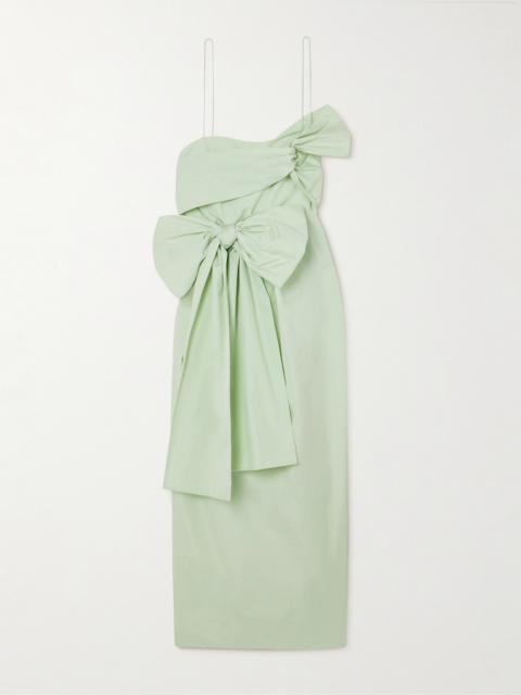 CECILIE BAHNSEN Valentina One-shoulder Bow-detailed Cotton-poplin Dress