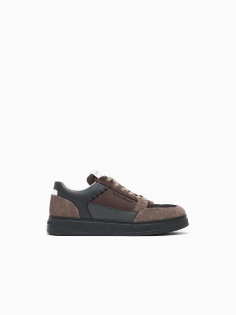 EMPORIO ARMANI SNEAKERS LOW-TOP WITH SUEDE AND MESH UPPER AND RUBBER SOLE