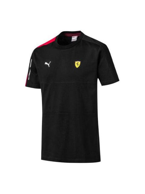 PUMA PUMA Ferrari Series Athleisure Casual Sports Splicing Round Neck Short Sleeve Black 595427-02
