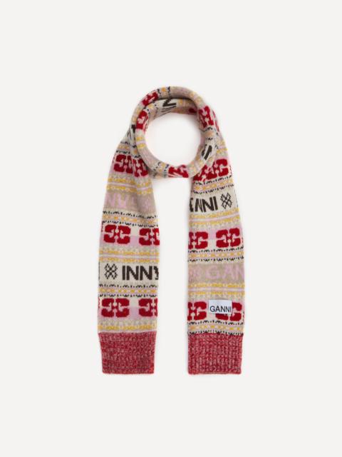 GANNI Women's Graphic Logo Wool Muffler | balaan | REVERSIBLE