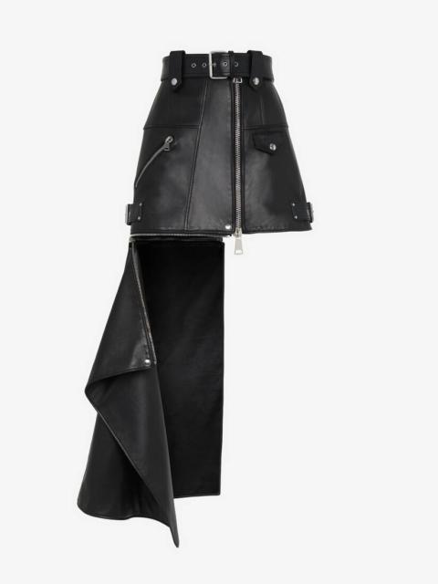 Alexander McQueen Women's Zip Slash Biker Mini Skirt in Black