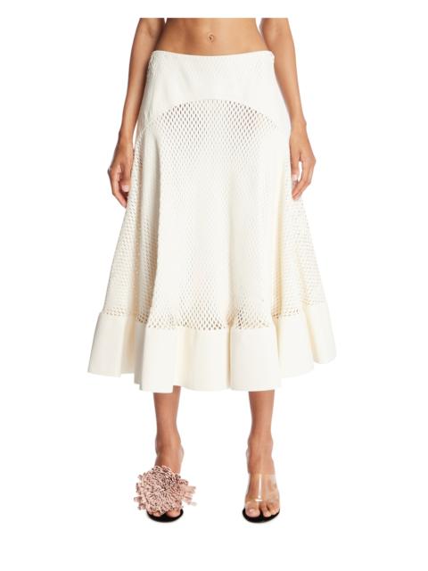 Alaïa White Perforated Leather Flared Skirt