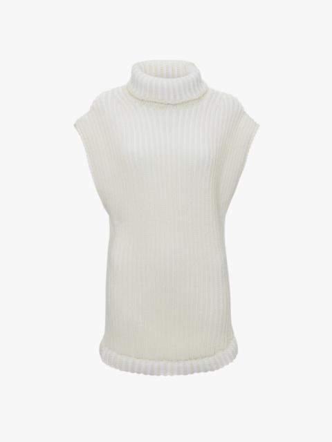 Victoria Beckham Sleeveless High Neck Knit Jumper In Ivory