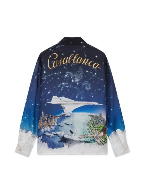 CASABLANCA Vol De Nuit Silk Long Sleeve Shirt