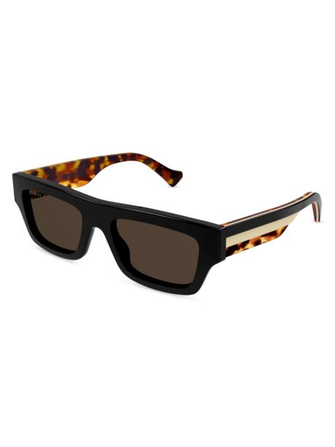 GUCCI Men's Web Studi 55MM Acetate Rectangular Sunglasses - Black Multi
