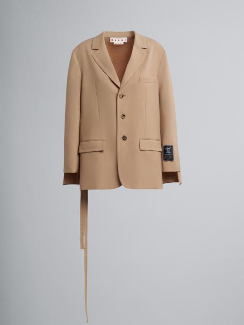 Marni TROPICAL WOOL BLAZER JACKET WITH KNIT INSERTS