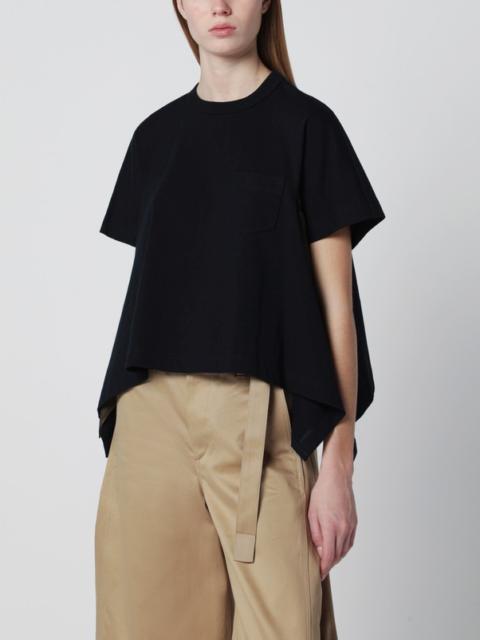 sacai Navy/khaki draped-hem T-shirt