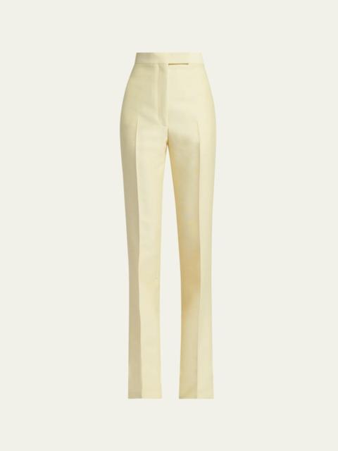 TOM FORD High-Rise Wool-Silk Straight-Leg Pants