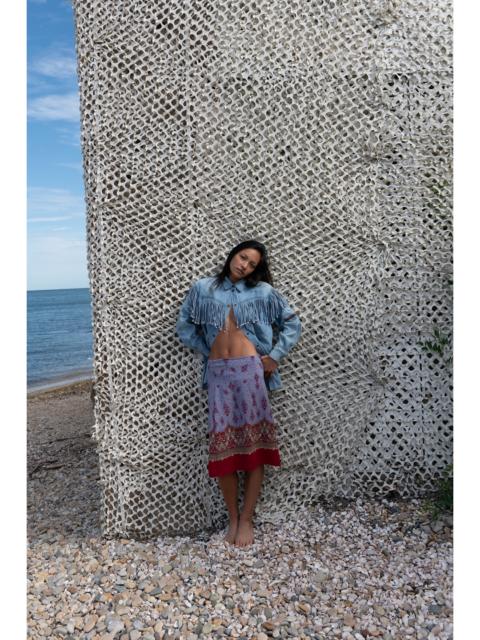FREE PEOPLE Vintage Western Denim Shirt With Fringe