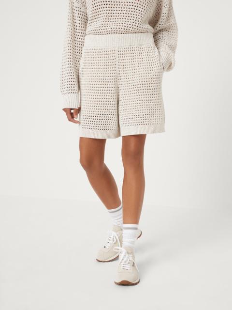 Cotton dazzling net knit shorts