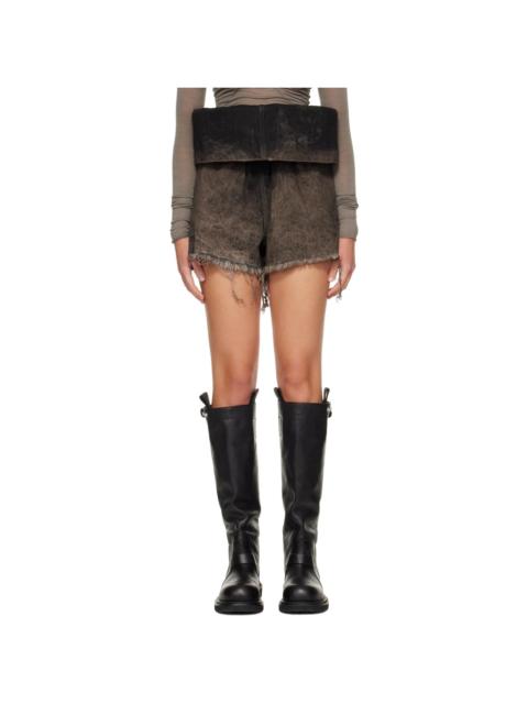Rick Owens Gray Tower Crater Denim Shorts