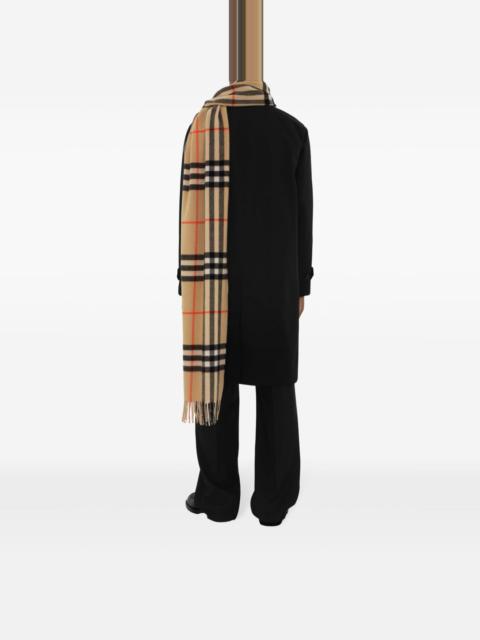 wide check cashmere scarf