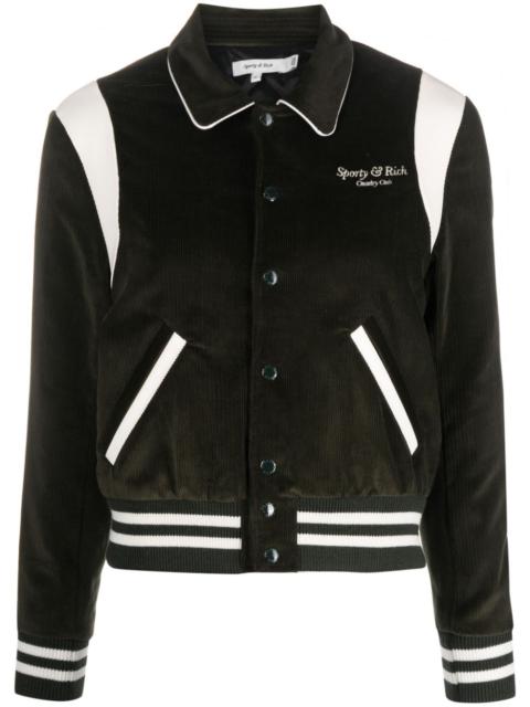 Sporty & Rich logo-embroidered cotton bomber jacket