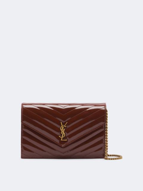 SAINT LAURENT Cassandre matelassé leather wallet on chain