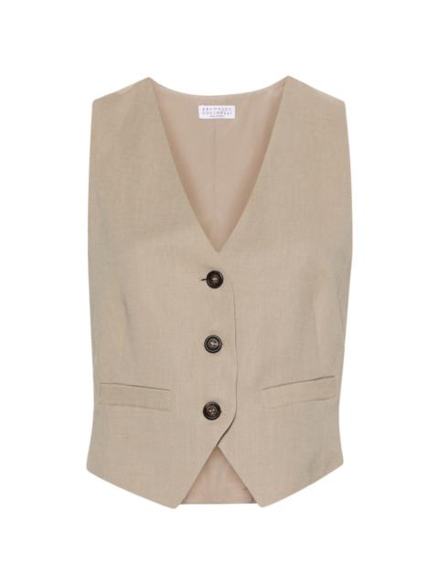 Brunello Cucinelli slub-texture tailored waistcoat
