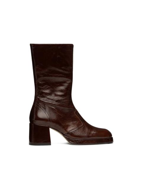 Brown Cass Patent Boots