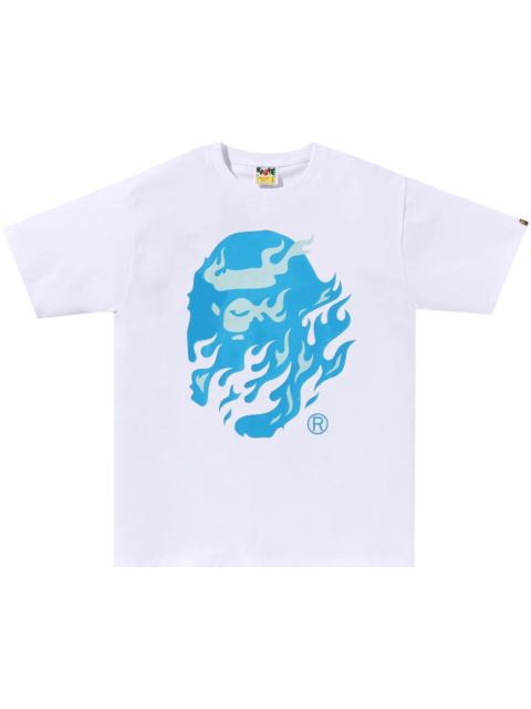 A BATHING APE® BAPE Flame Ape Head Tee 'White/Blue'