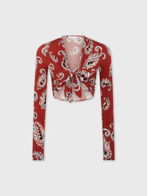 Paco Rabanne PAISLEY CROP TOP WITH LONG SLEEVES