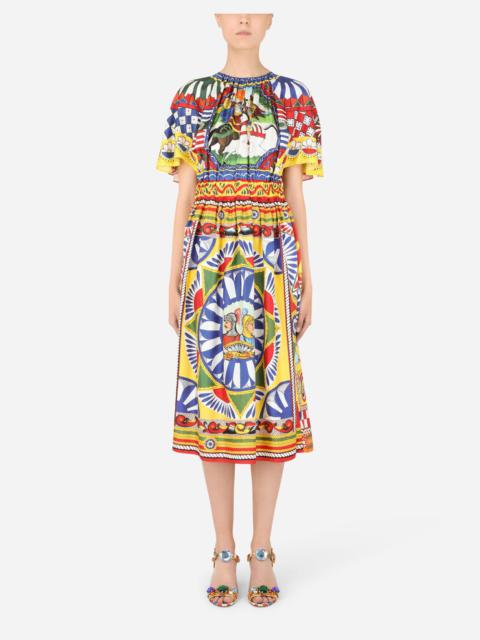 Dolce & Gabbana Calf-length dress in Carretto-print silk